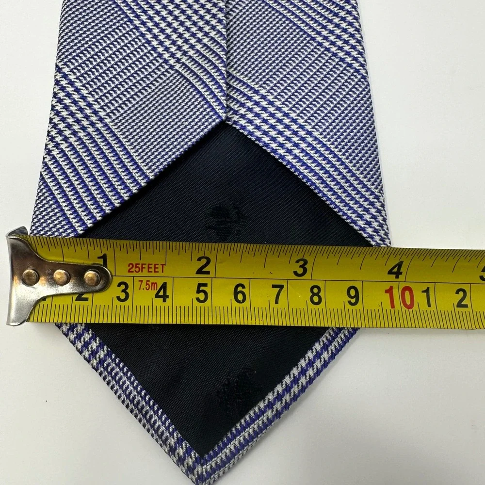 Brooks Brothers Makers Blue Glen Plaid Silk Tie Woven in England Made in USA